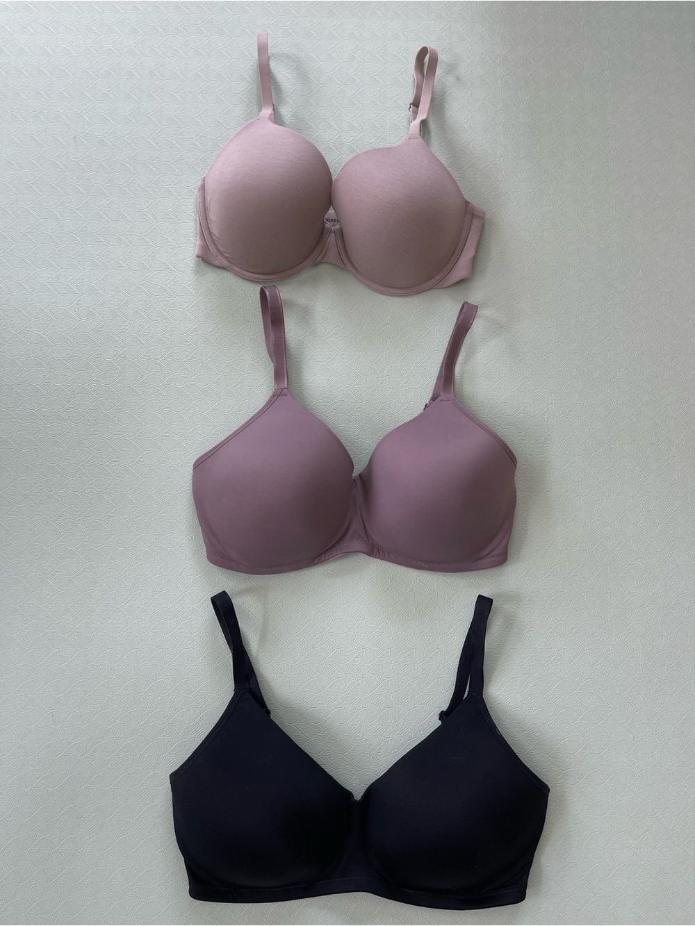 Bundle of 3 Smooth Molded Bras - Tan, Taupe & Black 34DD